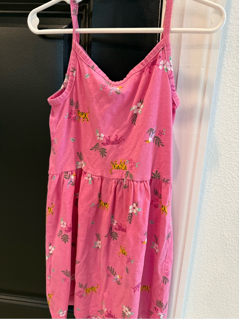 Girls' Pink Floral & Tiger Print - Sleeveless Dress